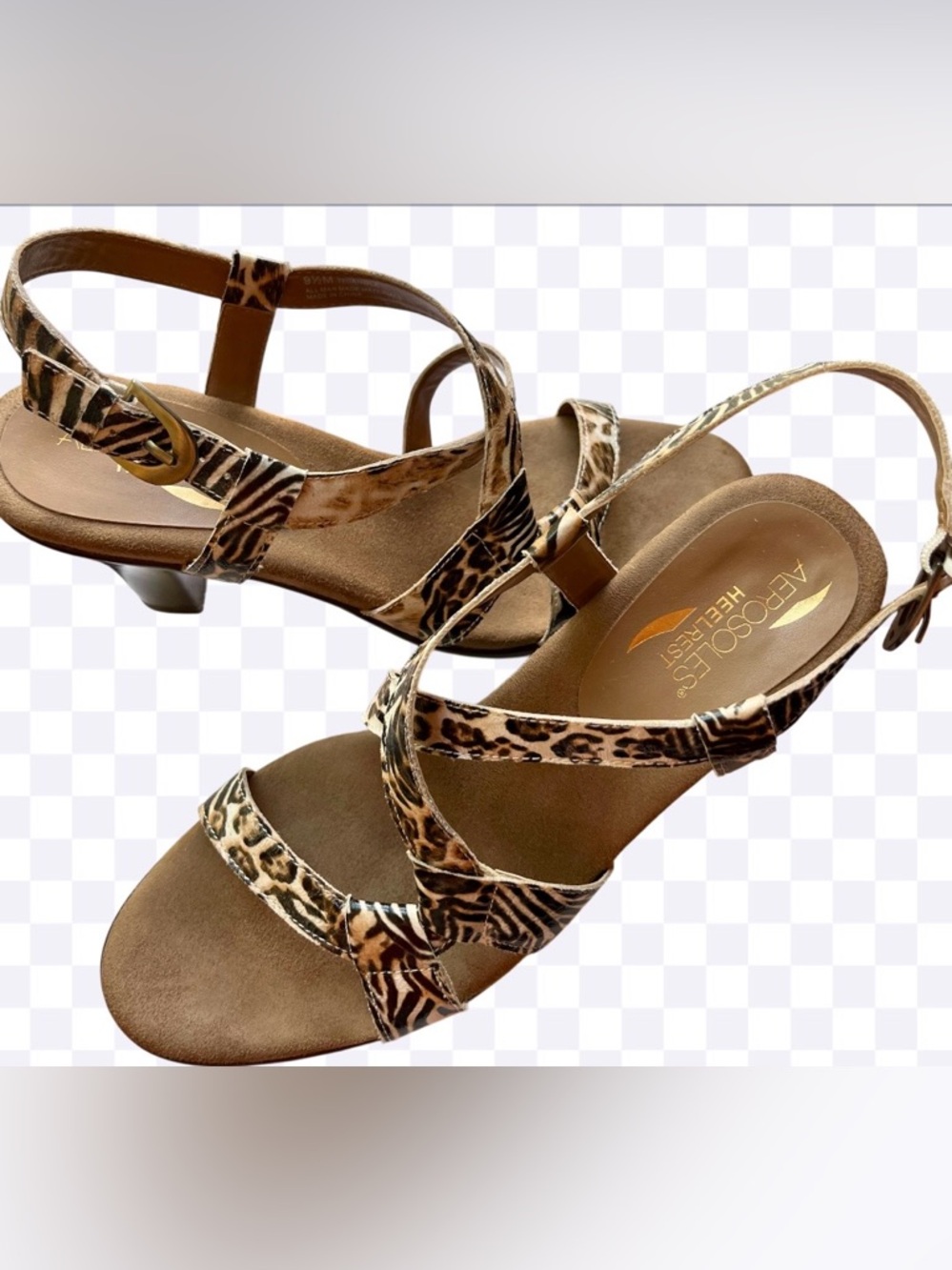 Aerosoles Leopard Print Strappy Sandals - Size 9 1/2 gently worn twice comfy